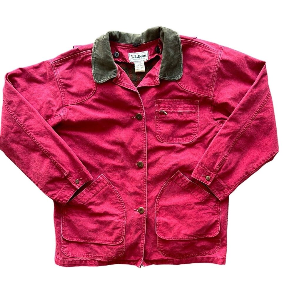 Vintage LL Bean Barn Chore Jacket Women’s Wool Lined Reddish Pink USA L-XL